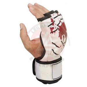 Leather Made Custom Design MMA <b>Gloves</b> <b>Moisture</b> Wicking Hook Loop Closure Unisex Premium Quality Latest Style Printed - Product Image 3