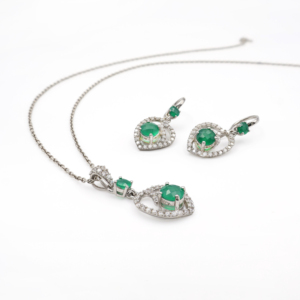 925 Sterling Silver Natural Green <b>Onyx</b> Pendant & <b>Earring</b> Set Rhodium Plated OEM ODM Fine Jewelry - Product Image 1