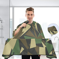 Cape de Coiffure Professionnelle Imperméable en Polyester pour Salon de Barbier, Impression par Sublimation Personnalisée, Fermeture au Cou, Noire, Marque Personnalisée