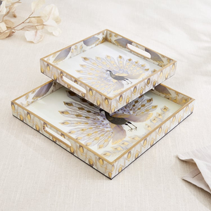 Bandeja Decorativa Rústica Abstracta de Madera NEHA ENTERPRISES NE-WT543 con Asa, 30.5x30.5x4.5 cm, para Exhibición en Mesa de Comedor - Product Image 4