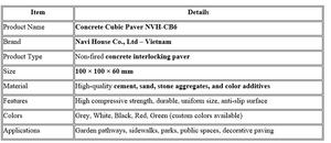 Adoquín de Hormigón Cúbico NVH-CB6 Ecológico y Duradero para Uso en Exteriores y Parques - Product Image 6