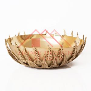 Centres de table décoratifs en métal doré jetables de luxe avec poignée en forme de feuille et bol à fruits unique – Dernier design, best-seller - Product Image 4