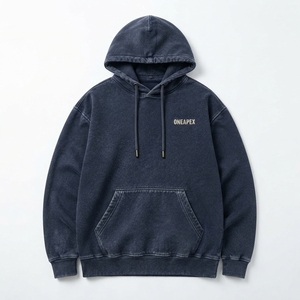 Custom <b>Navy</b> Blue Minimalist Logo Hoodie Men's Pullover <b>Sweatshirt</b> Casual Streetwear Hooded <b>Sweatshirt</b> OEM ODM - Product Image 6