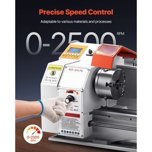 Tornio da banco di precisione 1250W brushless per metalli, 8.7 x 39 pollici, avanzamento automatico, 0-2500 RPM, per metallurgia - Product Image 5