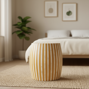 Mesa de Noche de Lujo Hecha a Mano con Incrustaciones de Hueso, Mueble Decorativo Artesanal, Mesa Auxiliar de Madera para Dormitorio o Sala de Estar, Artesanía en Madera de Bambú - Product Image 3