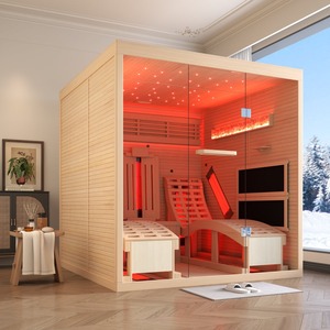 Sauna infrarouge pour 2 personnes avec fauteuil inclinable, Bluetooth, en bois de pruche, pour intérieur - Product Image 2
