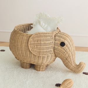 Hot Selling Elephant Shaped Animal Rattan Toy Storage <b>Basket</b> Bin <b>Wicker</b> Hamper Children Room Furniture Wholesale - Product Image 1