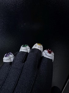 JEWERA Glam Flower Hip Hop Cocktail <b>Rings</b> with Lab Created Zircon Pave Setting Brass <b>Gold</b> Plated Unisex Party - Product Image 1
