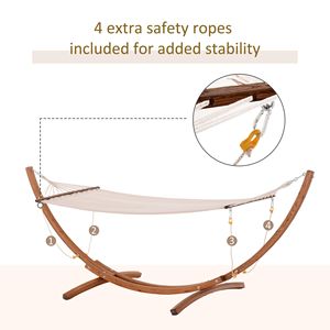Boho Style Single Person 10\" Wood <b>Hammock</b> with Stand Breathable Cotton Surface White for Patio Backyard Balcony Porch - Product Image 5