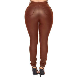 Jeans Casuales de Mujer PIHA SPORTS, Negros, de Cuero Genuino, Cintura Media, Corte Regular, Levanta Glúteos, Resistentes al Viento, de Secado Rápido - Product Image 1