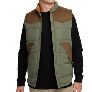 Gilet matelassé chaud d'hiver pour homme, col montant, poches zippées, imperméable, coupe-vent, motif uni, rembourrage épais - Product Image 2