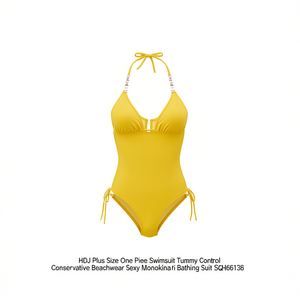 HDJ Plus Size One Piece Swimsuit <b>Tummy</b> <b>Control</b> Conservative Beachwear Sexy Monokini Bathing Suit SQ66136 - Product Image 2