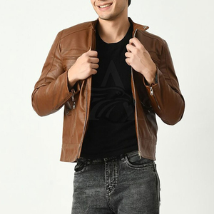 Veste en cuir véritable pour homme, de qualité supérieure, coutures durables, confort personnalisé, veste de motard, vêtement d'extérieur en cuir souple - Product Image 4