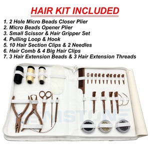 Professional Durable Reusable Stainless Steel Hair Extension <b>Tools</b> Kit Set Micro Beads Pliers Loop Hook <b>Thread</b> Clips Accessories - Product Image 2