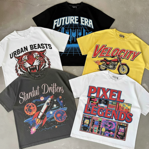 Camiseta de punto personalizada con estampado animal de diamantes de imitación, lavado ácido vintage, cuello redondo, algodón 100% de alto gramaje, estampado DTG, corte regular - Product Image 4