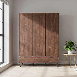 Le placard en bois Naran allie une texture de bois riche, un grand espace de rangement et un design moderne élégant pour un look intérieur raffiné. - Product Image 4
