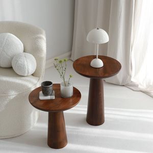 Mesa Auxiliar Redonda Minimalista de Madera Maciza Wabi Sabi, Ecológica y Hecha a Mano, Mesa de Centro para Sala de Estar, Decoración del Hogar - Product Image 3