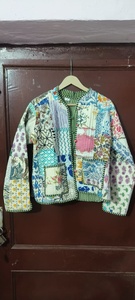 Quilted <b>Patchwork</b> <b>Jacket</b> Women's Cotton Full Sleeve Lightweight Winter Front Spring Regular Length Single Button Closure Knitted - Product Image 5