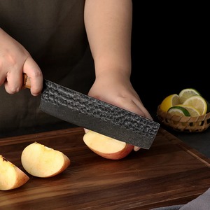 Cuchillo Mini Cleaver Hecho a Mano, Ecológico, Ambidiestro, con Hoja de Acero al Carbono Extra Afilada, Mango de Madera y Funda de Cuero - Product Image 2