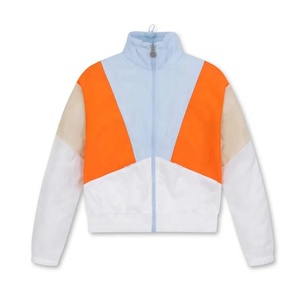Retro Color Block Windbreaker <b>Jacket</b> <b>Lightweight</b> Waterproof Cropped Panelled Track <b>Jacket</b> For <b>Women</b> OEM - Product Image 1