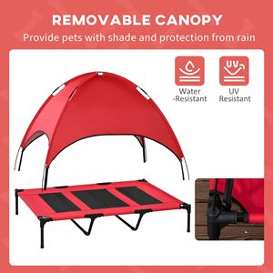 Cuccia Portatile per Cani 48" X 36" con Tettuccio Parasole Anti-UV e Letto Rinfrescante per Animali Domestici - Rosso - Product Image 6