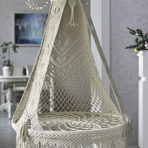 Premium Cotton Rope Hanging <b>Chair</b> Indoor Outdoor Swing Seat Decor - Product Image 1