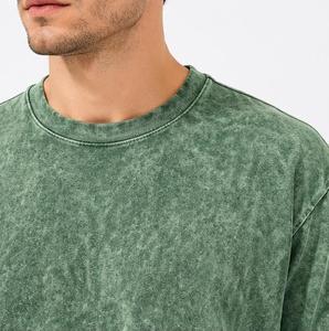 Camiseta de Manga Corta para Hombre, Corte Regular, Tie Dye, Cuello Redondo, Informal, Tejido de Punto, 100% Algodón Jersey, Transpirable, Verde Sólido - Product Image 6