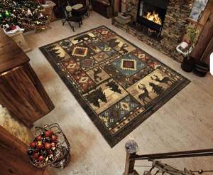 Alfombra Kilim de Gran Tamaño con Patrón Geométrico, Superventas, 7'10"x10'5", Tejida en Terciopelo Cristal, Antideslizante, Apta para Mascotas, Reversible, Resistente a las Manchas - Product Image 1