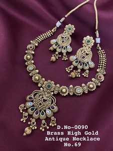 Premium Quality Brass High Gold Antique <b>Necklace</b> Set - Wholesale Indian Fashion Jewelry for Special Occasions - Product Image 3