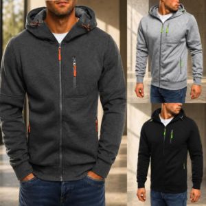 Custom <b>Men</b> Full Zip Hoodie Fleece <b>Jacket</b> with Hood Casual Outdoor Sweatshirt - Product Image 1