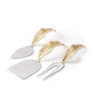 Leaf Design Brass <b>Cheese</b> Knife <b>Set</b> Dessert Knife <b>Set</b> For Trendy Serving Charcuterie Board Polish Finished <b>Cheese</b> Serving Utensil - Product Image 1