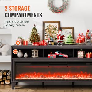 Industrial Style 80\" Fireplace TV Stand with 60\" Media Storage Corner Storage Drawers Cabinets TV <b>Console</b> Table - Product Image 4