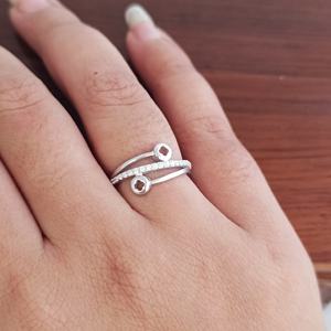 Namivaa 925 Sterling <b>Silver</b> Open Wrap <b>Ring</b> with Round Cubic Zirconia Minimalist <b>Adjustable</b> Women Fashion Daily Wear Gift - Product Image 4