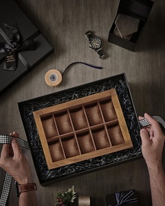 Wood Watch <b>Box</b> with 10-Slot Case Solid Organizer Large Glass Lid Watch Display & Jewelry <b>Storage</b> <b>Box</b> - Product Image 5