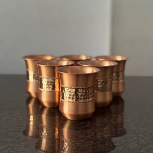 Half hammered glass <b>copper</b> tumbler set <b>copper</b> drinking glasses pure <b>copper</b> <b>cup</b> ayurvedic <b>copper</b> glass <b>copper</b> water glass set - Product Image 5