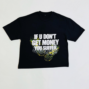 Camiseta Negra para Hombre Five B con Estampado de Dinero, Estilo Urbano, Manga Corta, Cuello Redondo, Corte Regular, Jersey de Algodón - Product Image 1