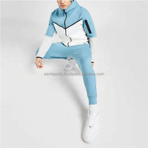 Tracksuit Sweatpants and Hoodie Set Unisex <b>Bulk</b> Wholesale French <b>Terry</b> Zipper Cotton Oversized Blank Tracksuits - Product Image 5