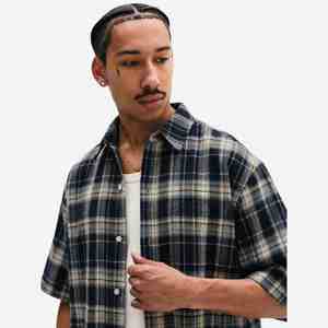 Chemise en flanelle à carreaux pour homme, manches courtes, décontractée, respirante, en coton, style été, 220g, sur mesure, T-shirt pour homme - Product Image 5