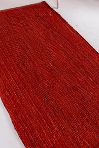 Red Jute Flat Weave Rectangle <b>Rug</b> Eco Friendly Boho Style Living Room Area <b>Rug</b> Solid Color Spot Clean <b>Thin</b> Pile - Product Image 6