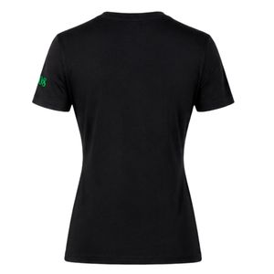 เสื้อยืดสีดำสุดหรูสำหรับผู้หญิง คอวี แขนสั้น ปักลายตัวอักษร แฟชั่นลำลอง สวมใส่ได้ทุกวัน เสื้อผ้าเนื้อนุ่ม - Product Image 2