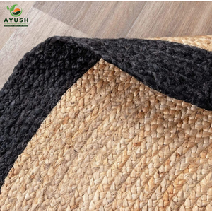 Tapis ronds robustes de 150 cm en jute naturelle, personnalisables pour les lofts à concept ouvert et les salles d'étude - Product Image 4
