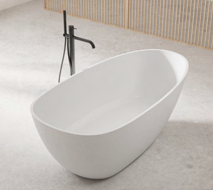 Baignoire autoportante ovale en pierre artificielle écologique personnalisable, garantie 1 an, pour hôtel, villa, usage intérieur - Product Image 1