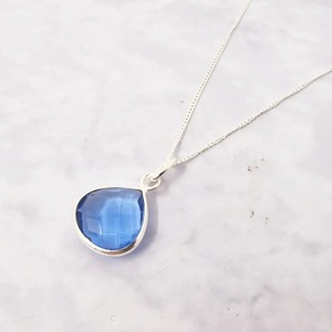 12mm Blue Topaz Quartz Handmade 925 Sterling Silver Heart Pendant <b>Necklace</b> Gold-Plated Bezel Setting Birthstone for Wedding - Product Image 2