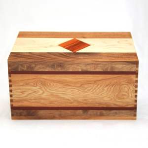 Natural Walnut & Maple Wood <b>Keepsake</b> Urn - Artisan Crafted <b>Large</b> Capacity Human Ashes <b>Box</b> - Durable Wood Funeral Memorial Urns - Product Image 1