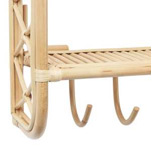 Perfect 2 Tier Woven Rattan <b>Wall</b> Mounted <b>Book</b> Shelf Kids Room Natural Cane Nursery Organizer Hanging Hooks Rack Wholesale - Product Image 3