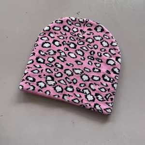 Custom Leopard Print Beanie Hat Unisex Adult <b>Winter</b> <b>Cap</b> 56-58CM Casual Style Acrylic Material - Product Image 3
