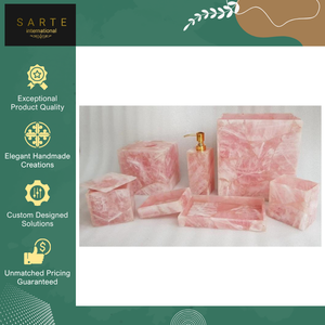 Excellent Quality Luxury Eco-Friendly Rose Quartz Natural Stone <b>Bathroom</b> <b>Accessories</b> <b>Set</b> Available with Customized Size - Product Image 4