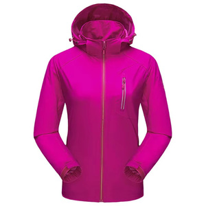 Veste à capuche légère pour homme et femme, séchage rapide, résistante à l'eau, coupe-vent, veste d'extérieur, bleu marine, noir, rose, violet, OEM personnalisé - Product Image 6
