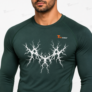 T-shirt de compression pour homme, manches régulières, léger, polyester/coton, écologique, respirant, séchage rapide, col rond - Product Image 5