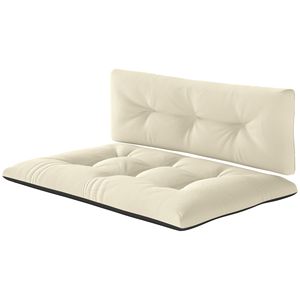 Coussins de remplacement pour palettes de jardin d'extérieur, 2 places, épaisseur 3,9 pouces, blanc crème, capitonnés - Product Image 1